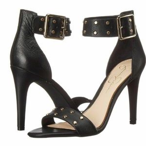 Jessica Simpson Black Elonna Studded Heels Sandals